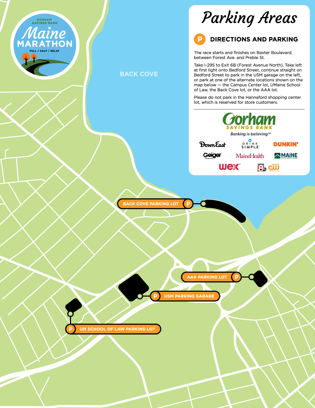 2022 Maine Marathon Parking Map